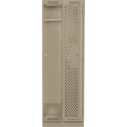 Clean Line Lockers, Bank of 2, 24" x 18" x 76", Steel, Beige, Rivet (Assembled), Perforated Seaboard Timber Mart