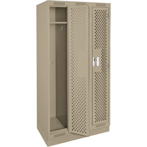 Clean Line Lockers, Bank of 3, 36" x 18" x 76", Steel, Beige, Rivet (Assembled), Perforated Seaboard Timber Mart