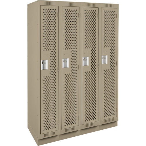 Clean Line Lockers, Bank of 4, 48" x 18" x 76", Steel, Beige, Rivet (Assembled), Perforated Seaboard Timber Mart