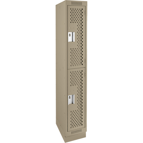 Clean Line Lockers, 2 -tier, 12" x 18" x 76", Steel, Beige, Rivet (Assembled), Perforated Seaboard Timber Mart