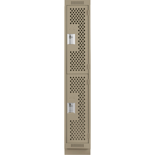 Clean Line Lockers, 2 -tier, 12" x 18" x 76", Steel, Beige, Rivet (Assembled), Perforated Seaboard Timber Mart