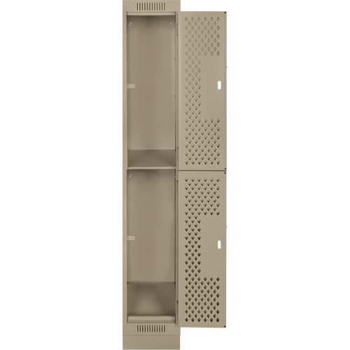 Clean Line Lockers, 2 -tier, 12" x 18" x 76", Steel, Beige, Rivet (Assembled), Perforated Seaboard Timber Mart