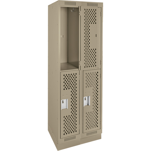 Casiers Clean Line, 2 niveaux, Bloc de 2, 24" x 18" x 76", Acier, Beige, Rivet (assembl&eacute;), Perfor&eacute; Seaboard Timber Mart