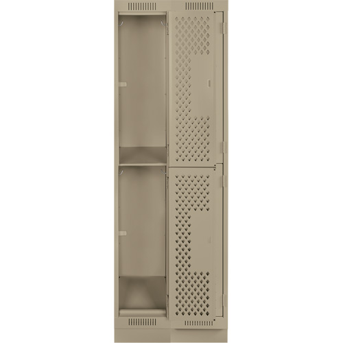 Casiers Clean Line, 2 niveaux, Bloc de 2, 24" x 18" x 76", Acier, Beige, Rivet (assembl&eacute;), Perfor&eacute; Seaboard Timber Mart