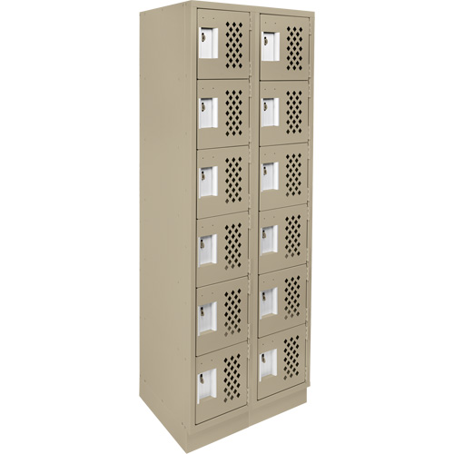 Clean-Line Perforated Lockerette, 6 -tier, Bank of 2, 15" x 72" x 12", Steel Seaboard Timber Mart