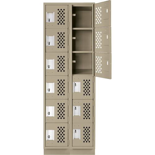 Clean-Line Perforated Lockerette, 6 -tier, Bank of 2, 15" x 72" x 12", Steel Seaboard Timber Mart