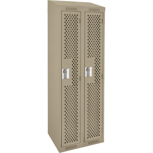 Clean Line Lockers, Bank of 2, 24" x 18" x 78", Steel, Beige, Rivet (Assembled), Perforated Seaboard Timber Mart