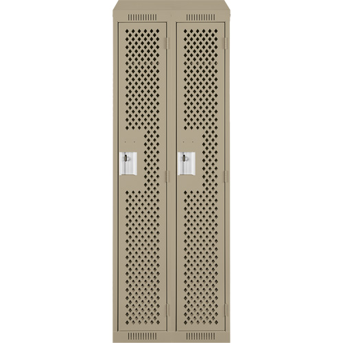 Clean Line Lockers, Bank of 2, 24" x 18" x 78", Steel, Beige, Rivet (Assembled), Perforated Seaboard Timber Mart