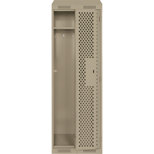 Clean Line Lockers, Bank of 2, 24" x 18" x 78", Steel, Beige, Rivet (Assembled), Perforated Seaboard Timber Mart