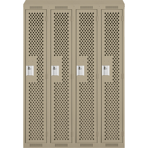 Clean Line Lockers, Bank of 4, 48" x 18" x 78", Steel, Beige, Rivet (Assembled), Perforated Seaboard Timber Mart