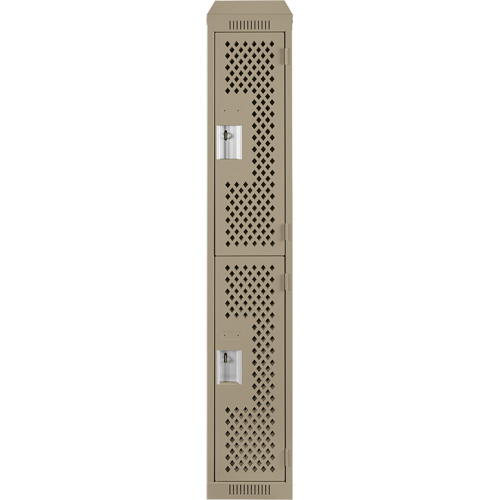 Clean Line Lockers, 2 -tier, 12" x 18" x 78", Steel, Beige, Rivet (Assembled), Perforated Seaboard Timber Mart