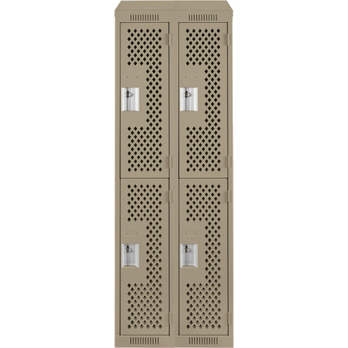 Casiers Clean Line, 2 niveaux, Bloc de 2, 24" x 18" x 78", Acier, Beige, Rivet (assembl&eacute;), Perfor&eacute; Seaboard Timber Mart