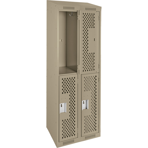 Casiers Clean Line, 2 niveaux, Bloc de 2, 24" x 18" x 78", Acier, Beige, Rivet (assembl&eacute;), Perfor&eacute; Seaboard Timber Mart