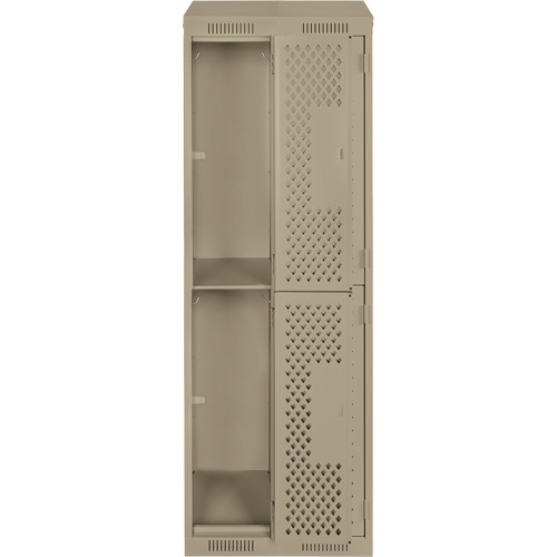 Casiers Clean Line, 2 niveaux, Bloc de 2, 24" x 18" x 78", Acier, Beige, Rivet (assembl&eacute;), Perfor&eacute; Seaboard Timber Mart