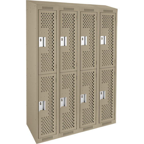 Clean Line Lockers, 2 -tier, Bank of 4, 48" x 18" x 78", Steel, Beige, Rivet (Assembled), Perforated Seaboard Timber Mart