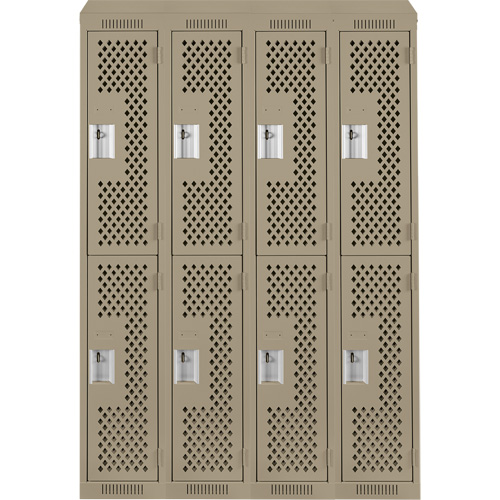 Clean Line Lockers, 2 -tier, Bank of 4, 48" x 18" x 78", Steel, Beige, Rivet (Assembled), Perforated Seaboard Timber Mart