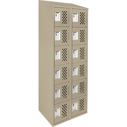 Clean-Line Perforated Lockerette, 6 -tier, Bank of 2, 15" x 72" x 12", Steel Seaboard Timber Mart