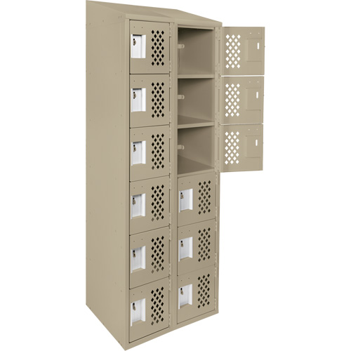 Clean-Line Perforated Lockerette, 6 -tier, Bank of 2, 15" x 72" x 12", Steel Seaboard Timber Mart