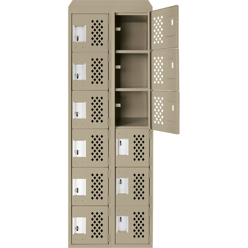 Clean-Line Perforated Lockerette, 6 -tier, Bank of 2, 15" x 72" x 12", Steel Seaboard Timber Mart
