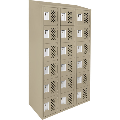 Clean-Line Perforated Lockerette, 6 -tier, Bank of 3, 15" x 72" x 12", Steel Seaboard Timber Mart