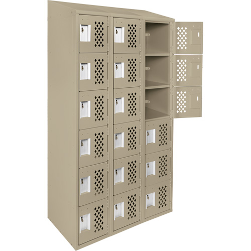 Clean-Line Perforated Lockerette, 6 -tier, Bank of 3, 15" x 72" x 12", Steel Seaboard Timber Mart
