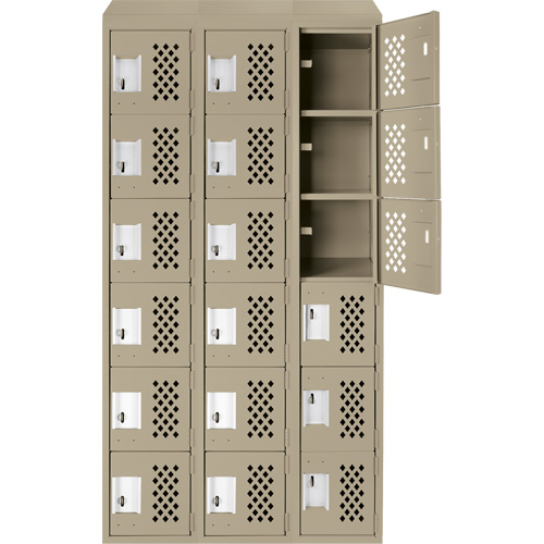 Clean-Line Perforated Lockerette, 6 -tier, Bank of 3, 15" x 72" x 12", Steel Seaboard Timber Mart