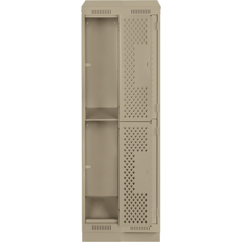 Casiers Clean Line, 2 niveaux, Bloc de 2, 24" x 15" x 82", Acier, Beige, Rivet (assembl&eacute;), Perfor&eacute; Seaboard Timber Mart
