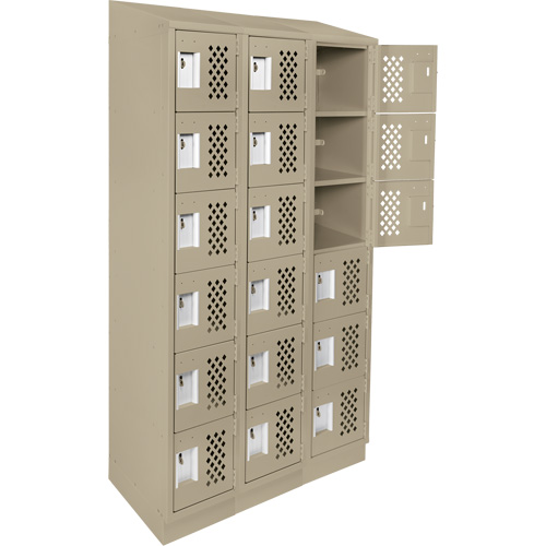 Assembled Lockerettes Clean Line Perforated Economy Lockers, 6 -tier, Bank of 3, 18" x 72" x 12", Steel Seaboard Timber Mart