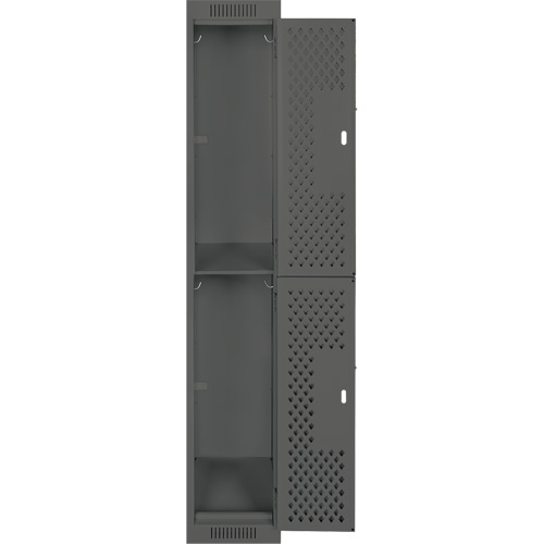 Clean Line Lockers, 2 -tier, 12" x 12" x 72", Steel, Charcoal, Rivet (Assembled), Perforated Seaboard Timber Mart