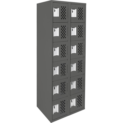 Assembled Lockerettes Clean Line Perforated Economy Lockers, 6 -tier, Bank of 2, 18" x 72" x 12", Steel Seaboard Timber Mart