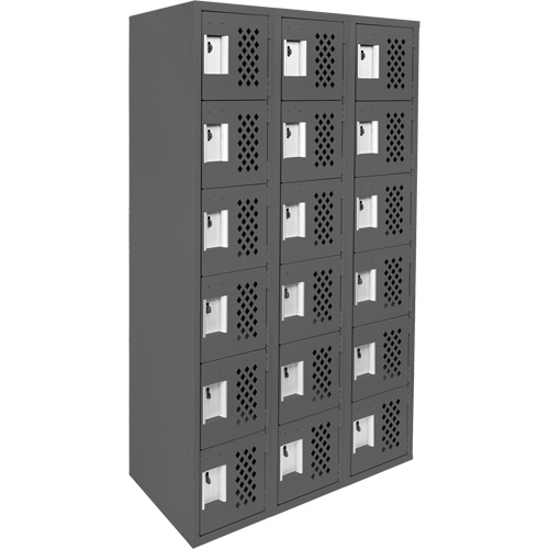 Assembled Lockerettes Clean Line Perforated Economy Lockers, 6 -tier, Bank of 3, 18" x 72" x 12", Steel Seaboard Timber Mart