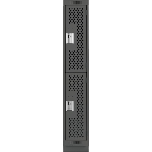 Clean Line Lockers, 2 -tier, 12" x 18" x 76", Steel, Charcoal, Rivet (Assembled), Perforated Seaboard Timber Mart