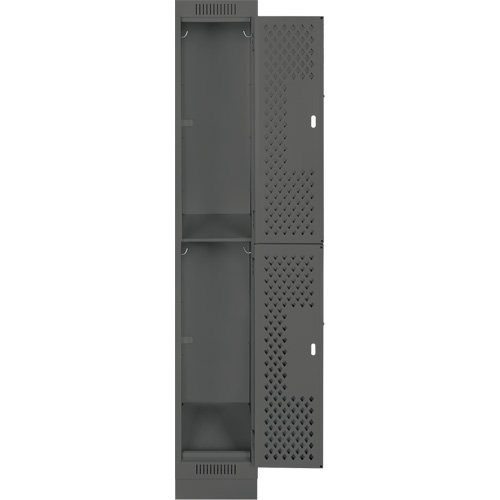 Clean Line Lockers, 2 -tier, 12" x 18" x 76", Steel, Charcoal, Rivet (Assembled), Perforated Seaboard Timber Mart