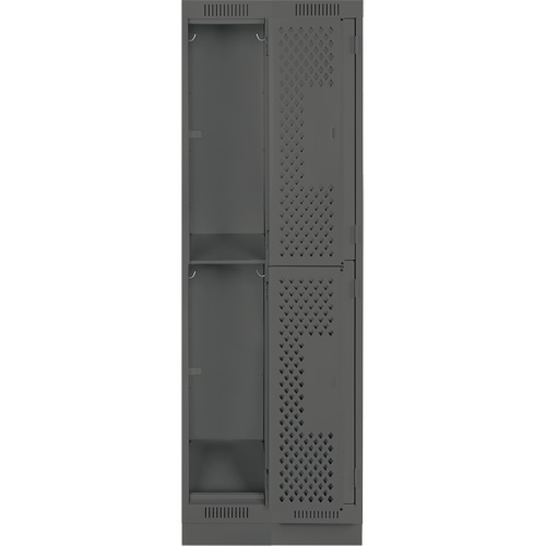 Clean Line Lockers, 2 -tier, Bank of 2, 24" x 18" x 76", Steel, Charcoal, Rivet (Assembled), Perforated Seaboard Timber Mart