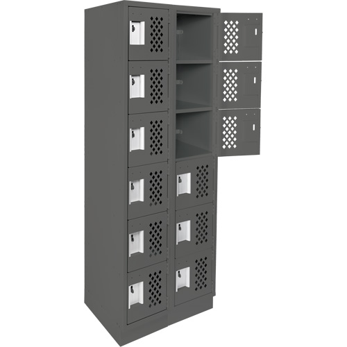 Clean-Line Perforated Lockerette, 6 -tier, Bank of 2, 15" x 72" x 12", Steel Seaboard Timber Mart