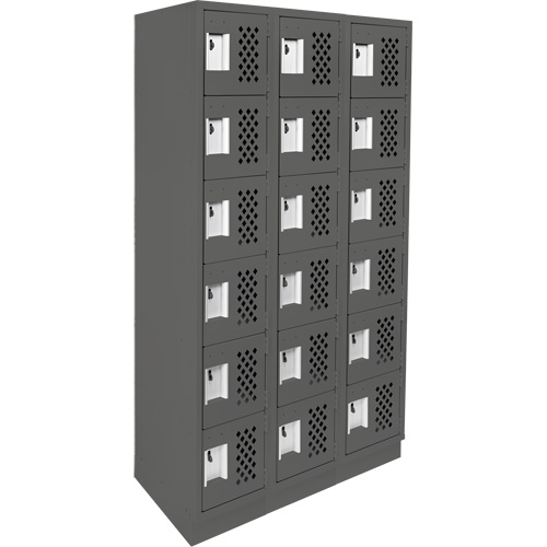 Clean-Line Perforated Lockerette, 6 -tier, Bank of 3, 15" x 72" x 12", Steel Seaboard Timber Mart