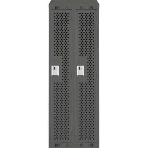 Clean Line Lockers, Bank of 2, 24" x 18" x 78", Steel, Charcoal, Rivet (Assembled), Perforated Seaboard Timber Mart