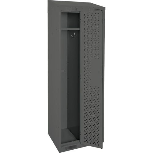 Clean Line Lockers, Bank of 2, 24" x 18" x 78", Steel, Charcoal, Rivet (Assembled), Perforated Seaboard Timber Mart