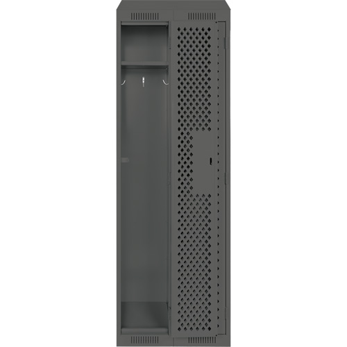 Clean Line Lockers, Bank of 2, 24" x 18" x 78", Steel, Charcoal, Rivet (Assembled), Perforated Seaboard Timber Mart