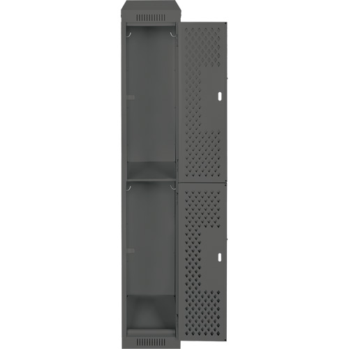 Clean Line Lockers, 2 -tier, 12" x 18" x 78", Steel, Charcoal, Rivet (Assembled), Perforated Seaboard Timber Mart