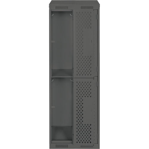 Clean Line Lockers, 2 -tier, Bank of 2, 24" x 18" x 78", Steel, Charcoal, Rivet (Assembled), Perforated Seaboard Timber Mart