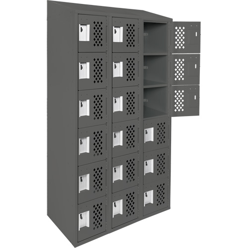 Assembled Lockerettes Clean Line Perforated Economy Lockers, 6 -tier, Bank of 3, 18" x 72" x 12", Steel Seaboard Timber Mart