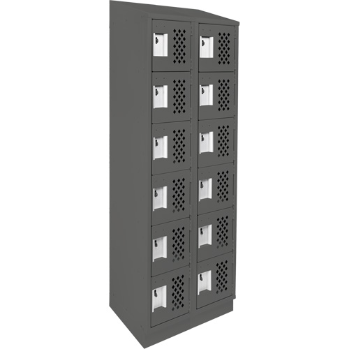 Assembled Lockerettes Clean Line Perforated Economy Lockers, 6 -tier, Bank of 2, 18" x 72" x 12", Steel Seaboard Timber Mart