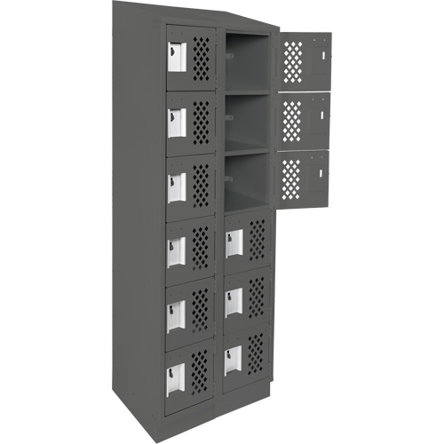 Assembled Lockerettes Clean Line Perforated Economy Lockers, 6 -tier, Bank of 2, 18" x 72" x 12", Steel Seaboard Timber Mart