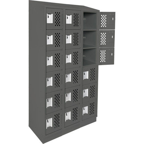 Assembled Lockerettes Clean Line Perforated Economy Lockers, 6 -tier, Bank of 3, 18" x 72" x 12", Steel Seaboard Timber Mart