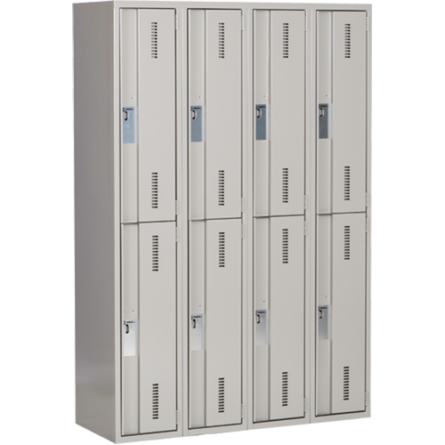 Concorde Heavy-Duty Lockers, 2 -tier, Bank of 4, 48" x 18" x 72", Steel, Grey, Welded (Assembled) Seaboard Timber Mart