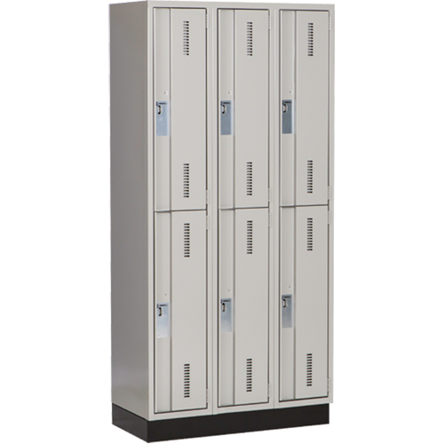 Casiers robustes Concorde, 2 niveaux, Bloc de 3, 36" x 18" x 76", Acier, Gris, Soud&eacute; (assembl&eacute;) Seaboard Timber Mart