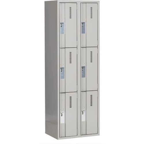 Concorde Heavy-Duty Lockers, 3 -tier, Bank of 2, 24" x 18" x 72", Steel, Grey, Welded (Assembled) Seaboard Timber Mart