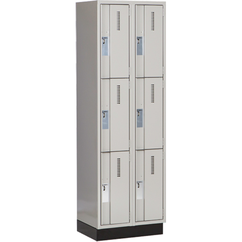 Casiers robustes Concorde, 3 niveaux, Bloc de 2, 24" x 18" x 76", Acier, Gris, Soud&eacute; (assembl&eacute;) Seaboard Timber Mart
