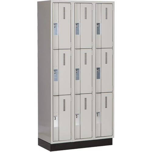 Concorde Heavy-Duty Lockers, 3 -tier, Bank of 3, 36" x 18" x 76", Steel, Grey, Welded (Assembled) Seaboard Timber Mart